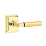 Emtek - Concealed Fastener, Passage, Wilshire Rosette US3NL, L-Square Stem US3NL, Faceted Handle US3NL - Unlacquered Brass