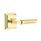 Emtek - Privacy, Wilshire Rosette US3NL, L-Square Stem US3NL, Knurled Handle US3NL RH - Unlacquered Brass