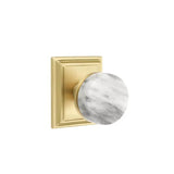 Emtek - Concealed Fastener Passage, Wilshire Rosette US4, Conical Stem US4, White Marble Knob - Satin Brass