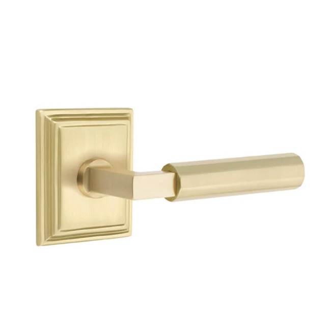 Emtek - Passage, Wilshire Rosette US4, L-Square Stem US4, Faceted Handle US4 RH - Satin Brass