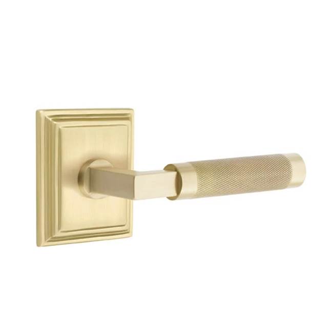 Emtek - Passage, Wilshire Rosette US4, L-Square Stem US4, Knurled Handle US4 LH - Satin Brass