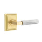 Emtek - Passage, Wilshire Rosette US4, L-Square Stem US4, White Marble Handle, RH - Satin Brass