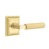 Emtek - Concealed Fastener, Privacy, Wilshire Rosette US4, L-Square Stem US4, Straight Knurled Handle US4 - Satin Brass