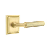 Emtek - Privacy, Wilshire Rosette US4, R-Bar Stem US4, Straight Knurled Handle US4 RH - Satin Brass