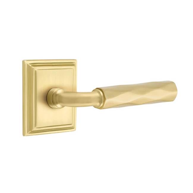 Emtek - Privacy, Wilshire Rosette US4, R-Bar Stem US4, Tribeca Handle US4 LH - Satin Brass
