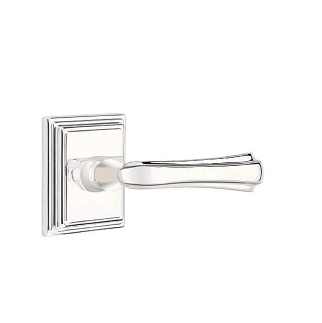 Emtek - Privacy, Wilshire Rosette, Wembley Lever, RH, US26 - Polished Chrome