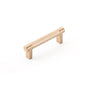Emtek - Select Cabinet Pull 3-1/2 in C-C, Rectangular Stem US4, Knurled Bar US4 - Satin Brass