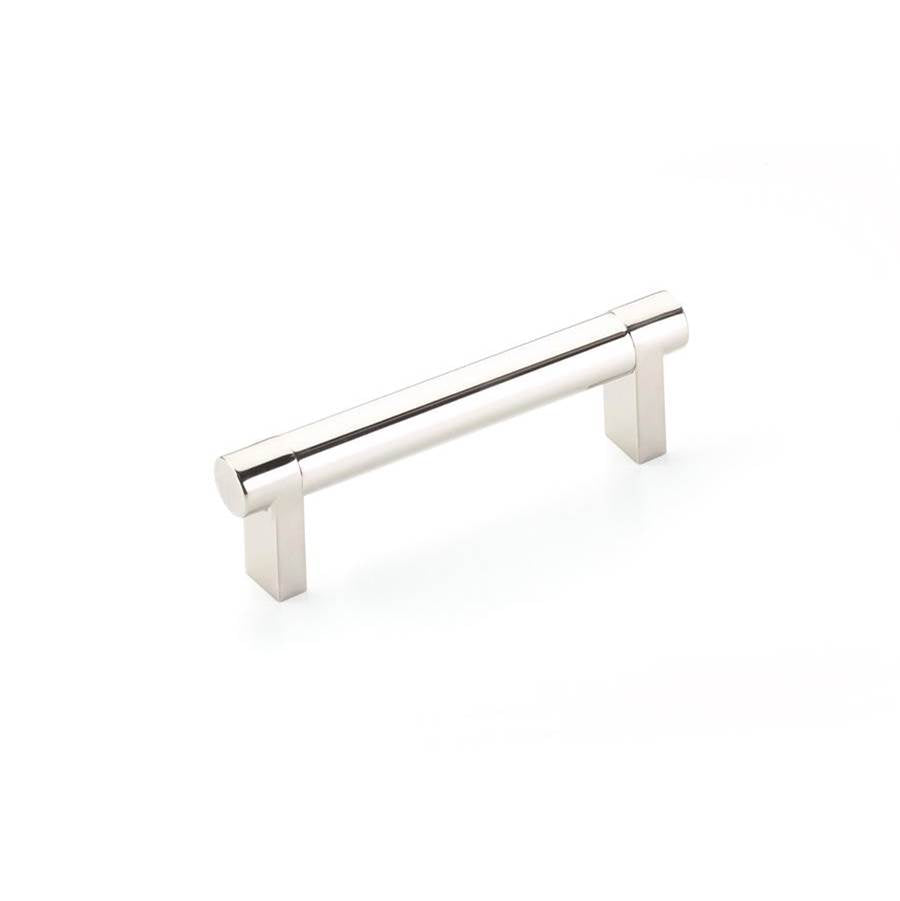 Emtek - Select Cabinet Pull 3-1/2 in C-C, Rectangular Stem US10B, Smooth Bar US4 - Satin Brass