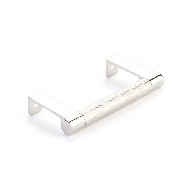 Emtek - SELECT Cabinet Edge Pull 3-3/4'' c-to-c, Round Edge Stem US14, Knurled Bar US14 - Polished Nickel