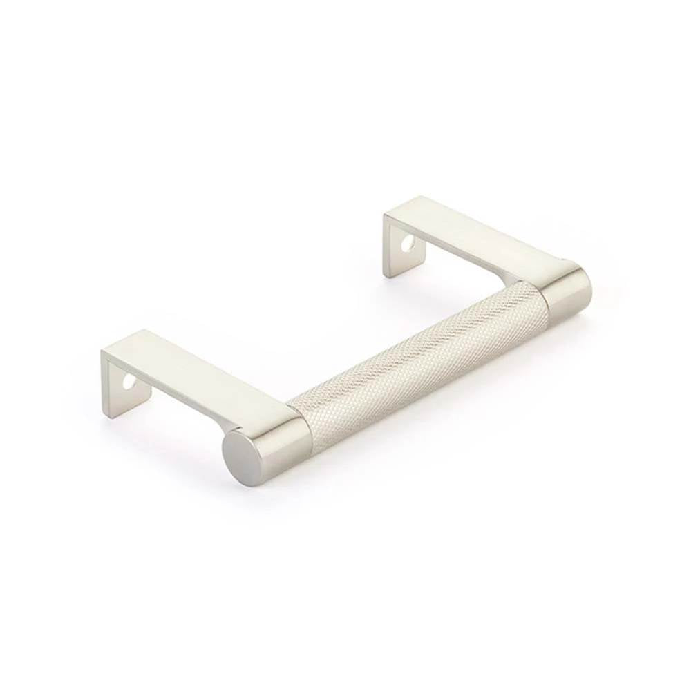 Emtek - SELECT Cabinet Edge Pull 3-3/4'' c-to-c, Round Edge Stem US15, Knurled Bar US15 - Satin Nickel