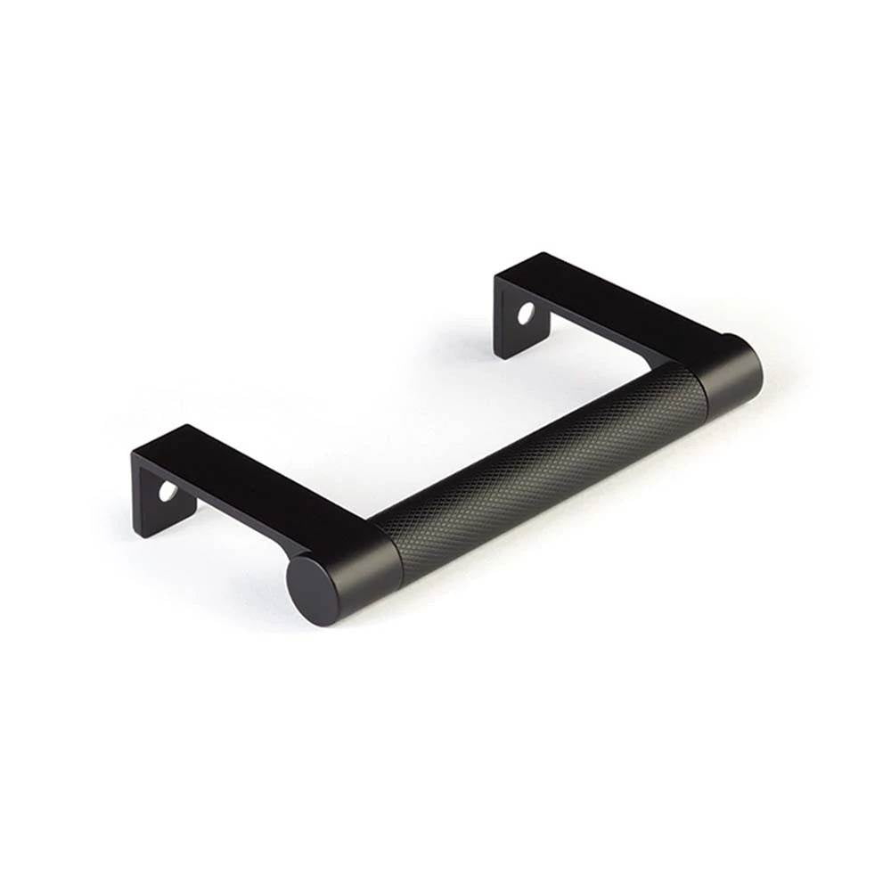 Emtek - SELECT Cabinet Edge Pull 3-3/4'' c-to-c, Round Edge Stem US19, Knurled Bar US19 - Flat Black