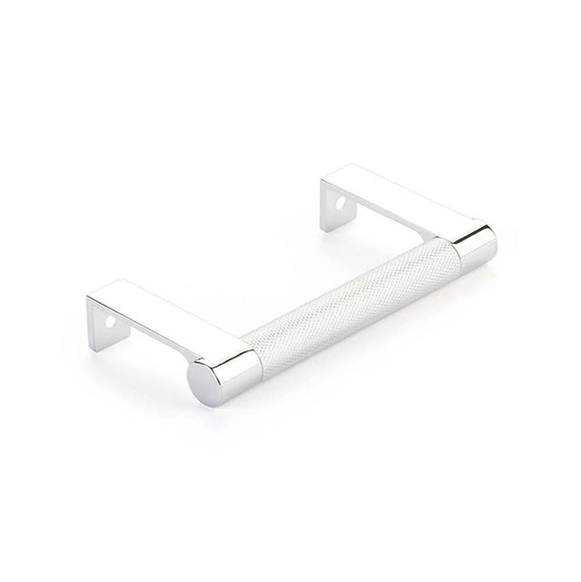 Emtek - SELECT Cabinet Edge Pull 3-3/4'' c-to-c, Round Edge Stem US26, Knurled Bar US26 - Polished Chrome