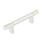 Emtek - Select Cabinet Pull 3-1/2'' C-C, Rectangular Bar Stem US14, Knurled Bar US14 - Polished Nickel Lifetime,Polished Nickel Lifetime