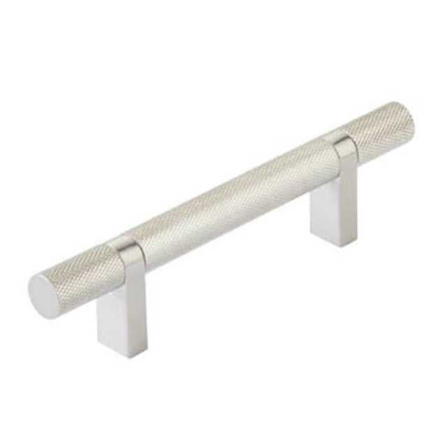 Emtek - Select Cabinet Pull 3-1/2'' C-C, Rectangular Bar Stem US15, Knurled Bar US15 - Satin Nickel,Satin Nickel