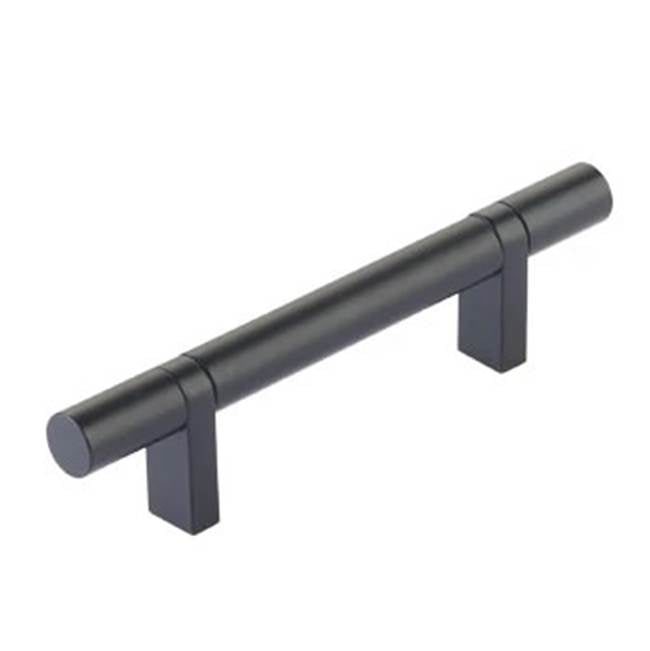 Emtek - Select Cabinet Pull 3-1/2'' C-C, Rectangular Bar Stem US19, Smooth Bar US19 - Flat Black,Flat Black