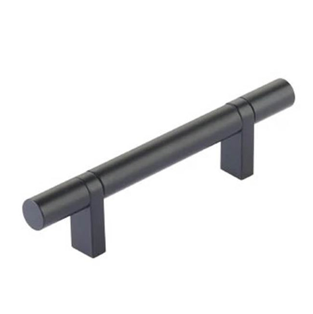 Emtek - Select Cabinet Pull 3-1/2'' C-C, Rectangular Bar Stem US19, Smooth Bar US19 - Flat Black,Flat Black