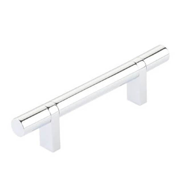 Emtek - Select Cabinet Pull 3-1/2'' C-C, Rectangular Bar Stem US26, Smooth Bar US26 - Polished Chrome,Polished Chrome