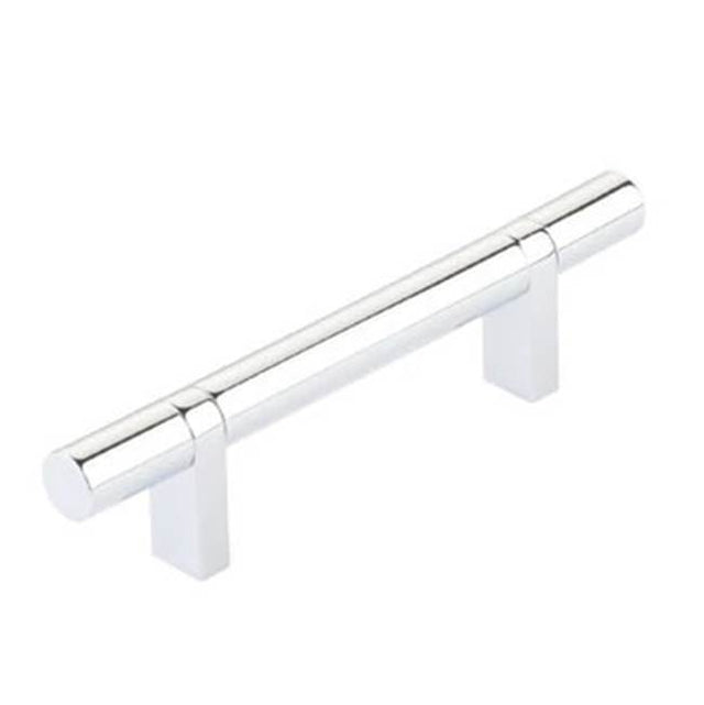 Emtek - Select Cabinet Pull 3-1/2'' C-C, Rectangular Bar Stem US26, Smooth Bar US26 - Polished Chrome,Polished Chrome