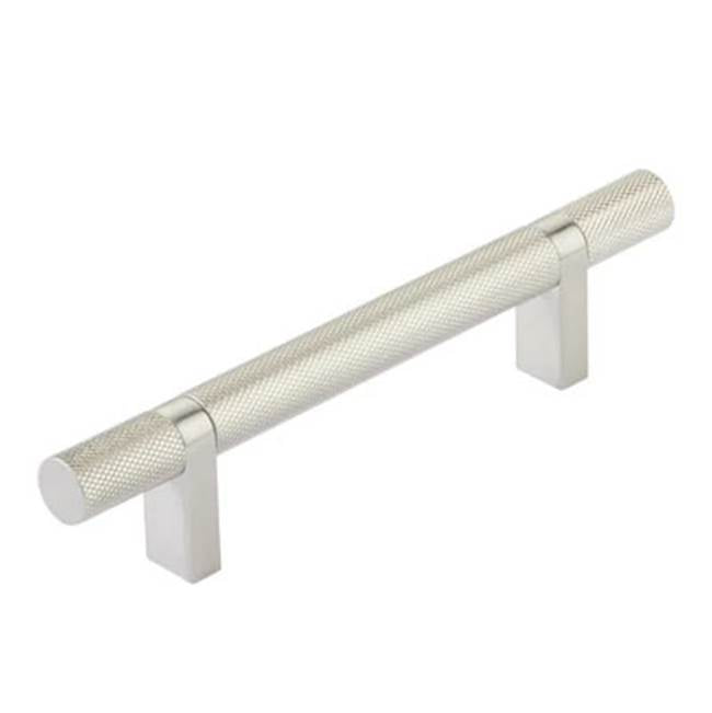 Emtek - Select Cabinet Pull 4'' C-C, Rectangular Bar Stem US15, Knurled Bar US15 - Satin Nickel,Satin Nickel