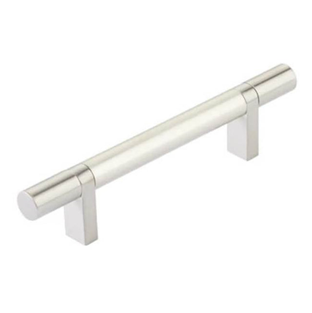 Emtek - Select Cabinet Pull 4'' C-C, Rectangular Bar Stem US15, Smooth Bar US15 - Satin Nickel,Satin Nickel