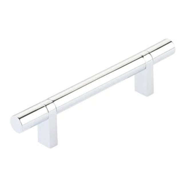 Emtek - Select Cabinet Pull 4'' C-C, Rectangular Bar Stem US26, Smooth Bar US26 - Polished Chrome,Polished Chrome