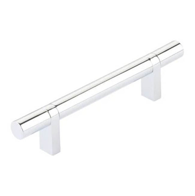 Emtek - Select Cabinet Pull 4'' C-C, Rectangular Bar Stem US26, Smooth Bar US26 - Polished Chrome,Polished Chrome