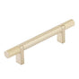 Emtek - Select Cabinet Pull 4'' C-C, Rectangular Bar Stem US4, Knurled Bar US4 - Satin Brass,Satin Brass