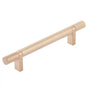 Emtek - Select Cabinet Pull 5'' C-C,  Rectangular Bar Stem Satin Copper, Knurled Bar Satin Copper - Satin Copper,Satin Copper