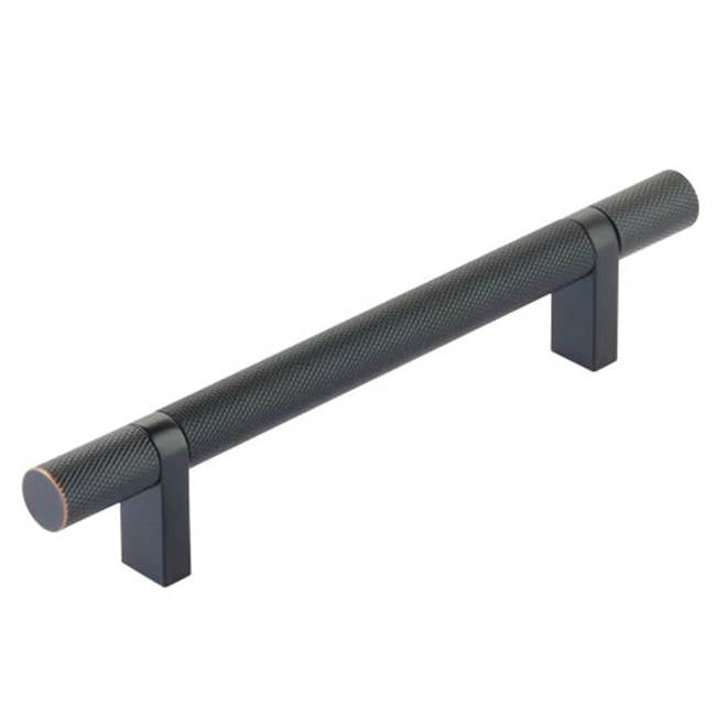 Emtek - Select Cabinet Pull 5'' C-C,  Rectangular Bar Stem US10B, Knurled Bar US10B - Oil Rubbed Bronze,Oil Rubbed Bronze