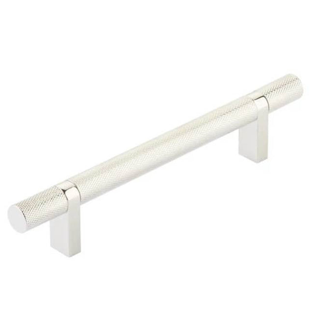 Emtek - Select Cabinet Pull 5'' C-C,  Rectangular Bar Stem US14, Knurled Bar US14 - Polished Nickel Lifetime,Polished Nickel Lifetime
