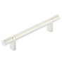 Emtek - Select Cabinet Pull 5'' C-C,  Rectangular Bar Stem US14, Knurled Bar US14 - Polished Nickel Lifetime,Polished Nickel Lifetime