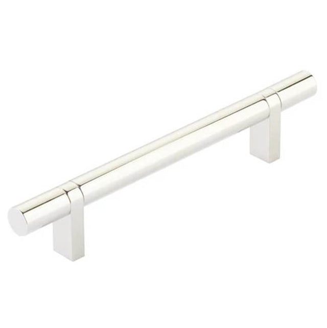 Emtek - Select Cabinet Pull 5'' C-C,  Rectangular Bar Stem US14, Smooth Bar US14 - Polished Nickel Lifetime,Polished Nickel Lifetime