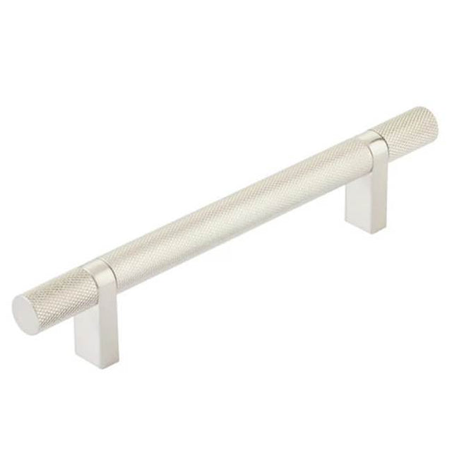 Emtek - Select Cabinet Pull 5'' C-C,  Rectangular Bar Stem US15, Knurled Bar US15 - Satin Nickel,Satin Nickel