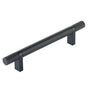 Emtek - Select Cabinet Pull 5'' C-C,  Rectangular Bar Stem US19, Knurled Bar US19 - Flat Black,Flat Black