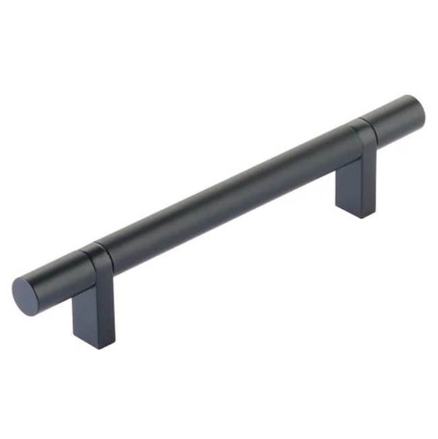 Emtek - Select Cabinet Pull 5'' C-C,  Rectangular Bar Stem US19, Smooth Bar US19 - Flat Black,Flat Black