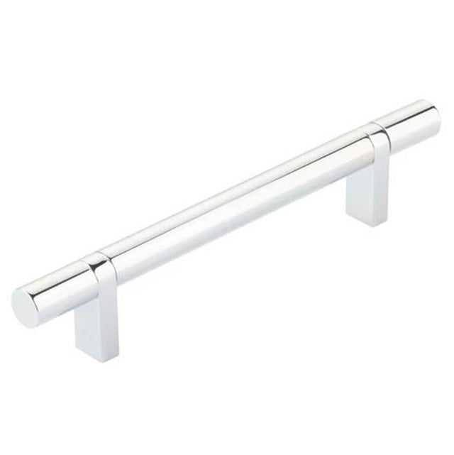 Emtek - Select Cabinet Pull 5'' C-C,  Rectangular Bar Stem US26, Smooth Bar US26 - Polished Chrome,Polished Chrome