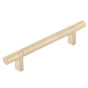 Emtek - Select Cabinet Pull 5'' C-C,  Rectangular Bar Stem US4, Knurled Bar US4 - Satin Brass,Satin Brass