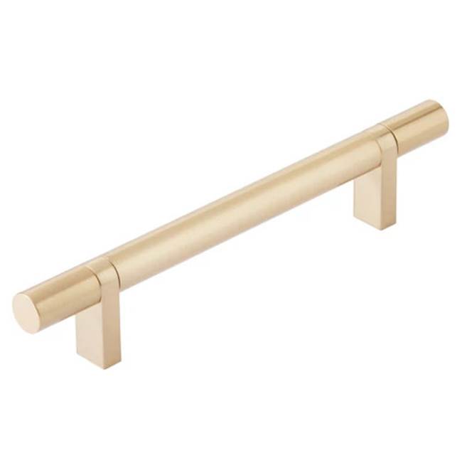 Emtek - Select Cabinet Pull 5'' C-C,  Rectangular Bar Stem US4, Smooth Bar US4 - Satin Brass,Satin Brass
