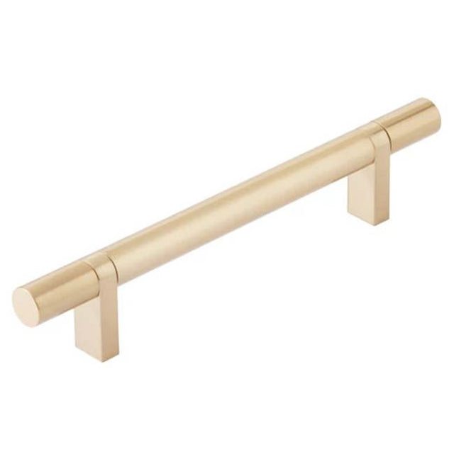 Emtek - Select Cabinet Pull 5'' C-C,  Rectangular Bar Stem US4, Smooth Bar US4 - Satin Brass,Satin Brass