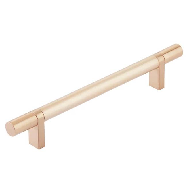 Emtek - Select Cabinet Pull 6'' C-C,  Rectangular Bar Stem Satin Copper, Smooth Bar Satin Copper - Satin Copper,Satin Copper