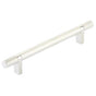 Emtek - Select Cabinet Pull 6'' C-C,  Rectangular Bar Stem US14, Knurled Bar US14 - Polished Nickel Lifetime,Polished Nickel Lifetime