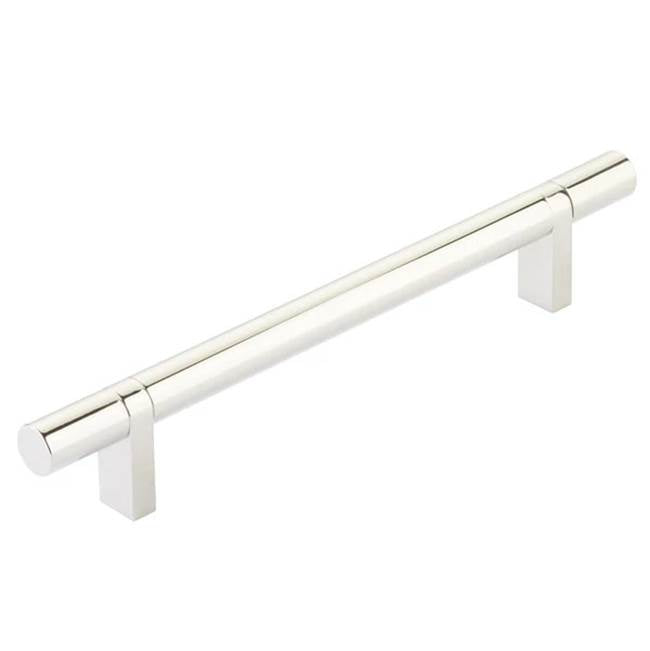 Emtek - Select Cabinet Pull 6'' C-C,  Rectangular Bar Stem US14, Smooth Bar US14 - Polished Nickel Lifetime,Polished Nickel Lifetime