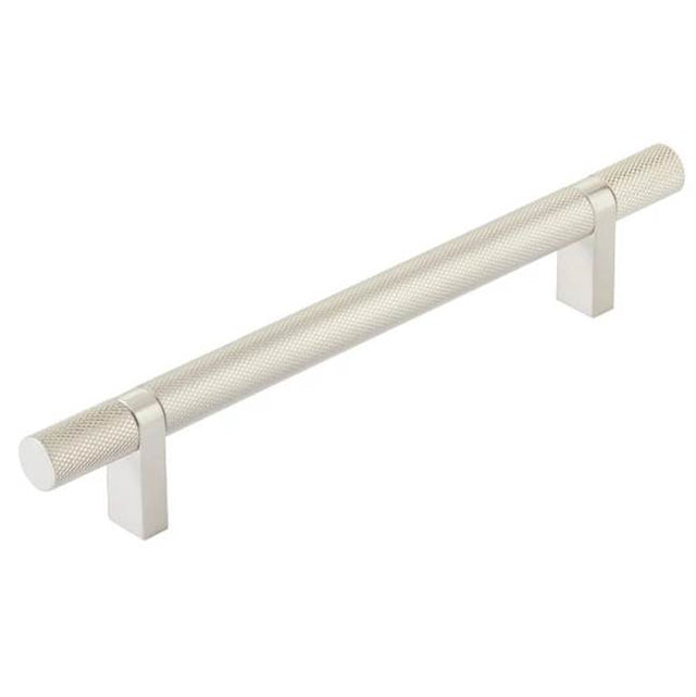 Emtek - Select Cabinet Pull 6'' C-C,  Rectangular Bar Stem US15, Knurled Bar US15 - Satin Nickel,Satin Nickel