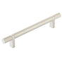 Emtek - Select Cabinet Pull 6'' C-C,  Rectangular Bar Stem US15, Knurled Bar US15 - Satin Nickel,Satin Nickel
