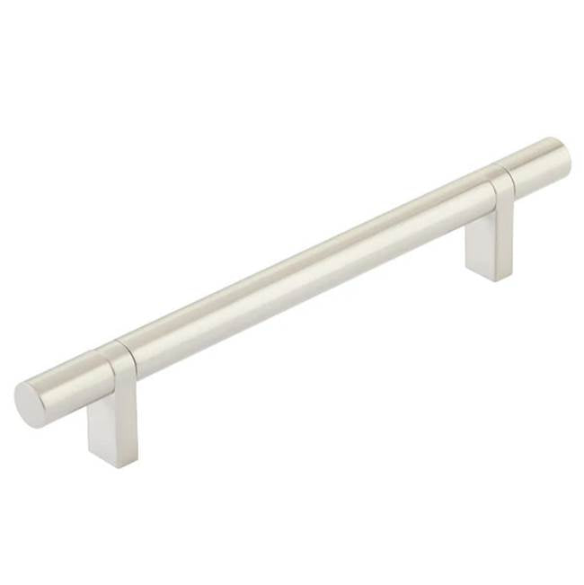 Emtek - Select Cabinet Pull 6'' C-C,  Rectangular Bar Stem US15, Smooth Bar US15 - Satin Nickel,Satin Nickel