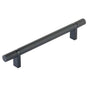 Emtek - Select Cabinet Pull 6'' C-C,  Rectangular Bar Stem US19, Knurled Bar US19 - Flat Black,Flat Black