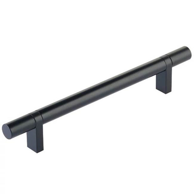 Emtek - Select Cabinet Pull 6'' C-C,  Rectangular Bar Stem US19, Smooth Bar US19 - Flat Black,Flat Black