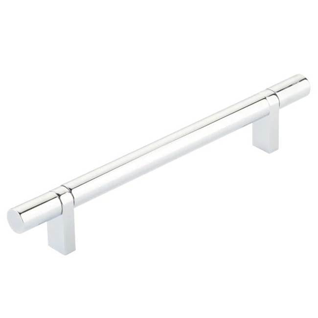 Emtek - Select Cabinet Pull 6'' C-C,  Rectangular Bar Stem US26, Smooth Bar US26 - Polished Chrome,Polished Chrome