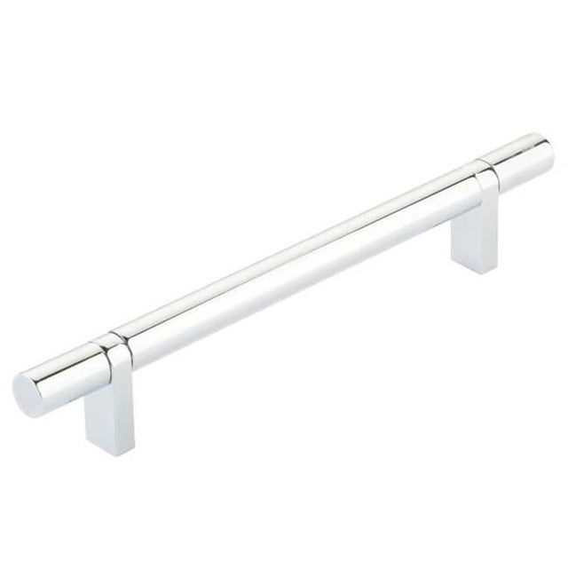 Emtek - Select Cabinet Pull 6'' C-C,  Rectangular Bar Stem US26, Smooth Bar US26 - Polished Chrome,Polished Chrome