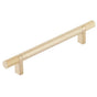 Emtek - Select Cabinet Pull 6'' C-C,  Rectangular Bar Stem US4, Knurled Bar US4 - Satin Brass,Satin Brass